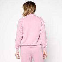 "As Is" G by Giuliana Marshmallow Knit Sweatshirt with Zip-Up Collar