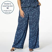 "As Is" G by Giuliana Printed Pull-On Wide-Leg Pant