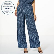 "As Is" G by Giuliana Printed Pull-On Wide-Leg Pant