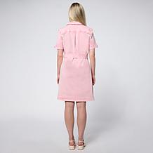 "As Is" G by Giuliana Short Sleeve Denim Safari Dress