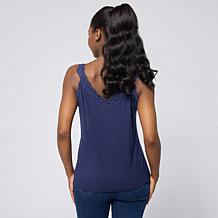 "As Is" G by Giuliana Solid Knit Tank Top with Lace Trim