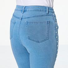"As Is" G by Giuliana Stretch Denim Straight-Leg Jean with Studs