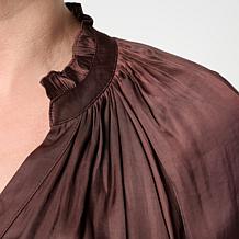 "As Is" G by Giuliana Woven Button Front Blouse with Ruffle Detail