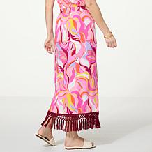 "As Is" G by Giuliana Woven Challis Tie-Front Sarong Midi Skirt