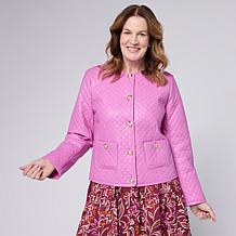 "As Is" G by Giuliana Woven Quilted Leather Jacket