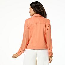 "As Is" GREY by Jhoan Sebastian Grey Knit Denim Jacket w/Mesh Sweat...