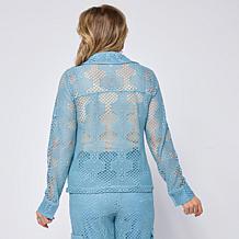 "As Is" Grey by Jhoan Sebastian Grey Long-Sleeve Crochet Jacket