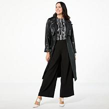 "As Is" GREY by Jhoan Sebastian Grey Perforated Faux Leather Trench