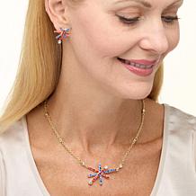 "As Is" Heidi Daus "Fire Flower" Crystal Necklace and Earring Set