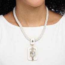 "As Is" Heidi Daus "Thoroughly Modern" Rectngulr Pndant w/ Cord Ncklce