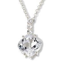 "As Is" Herkimer Mines "Diamond" Quartz Rhozen-Cut Pendant w 18" Chain