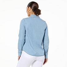 "As Is" HUE Long Sleeve Button Down Denim Shirt