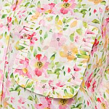 "As Is" HUE Long-Sleeve Ruffle Trim Cotton Voile Top