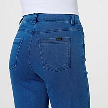 "As Is" HUE Ruffle Crop Denim Skimmer Jean 