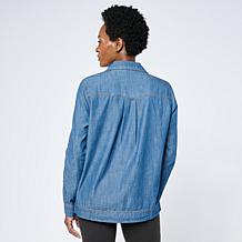 "As Is" HUE Utility Pocket Button-Front Denim Shirt