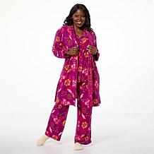 "As Is" IMAN Global Chic Buttery Soft Knit Robe with Piping Detail