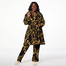 "As Is" IMAN Global Chic Buttery Soft Knit Robe with Piping Detail