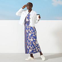 "As Is" IMAN Global Chic Cap-Sleeve Draped Detail Dress