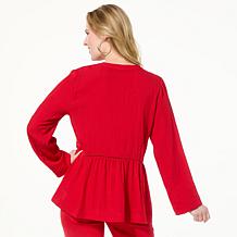 "As Is" IMAN Global Chic Embroidered Woven Cardigan