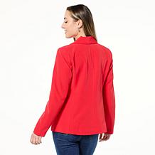 "As Is" IMAN Global Chic Knit Blazer with Detachable Satin Scarf