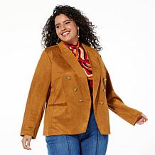 "As Is" IMAN Global Chic Luxe Faux Suede Blazer