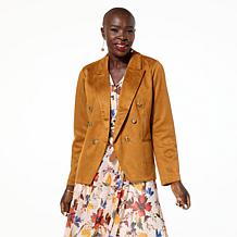 "As Is" IMAN Global Chic Luxe Faux Suede Blazer
