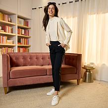 "As Is" IMAN Global Chic Ponte Blazer with Faux Leather Trim