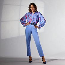 "As Is" IMAN Global Chic Printed Button-Front Everything Blouse
