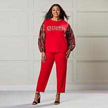 "As Is" IMAN Global Chic Queen Printed Top