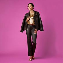 "As Is" IMAN Global Chic Reversible Faux Fur to Faux Leather Jacket