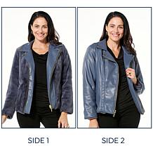 "As Is" IMAN Global Chic Reversible Faux Fur to Faux Leather Jacket