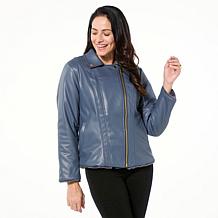 "As Is" IMAN Global Chic Reversible Faux Fur to Faux Leather Jacket