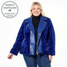 "As Is" IMAN Global Chic Reversible Faux Fur to Faux Leather Jacket