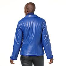 "As Is" IMAN Global Chic Reversible Faux Fur to Faux Leather Jacket