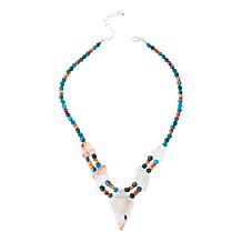"As Is" J King Spiny Oyster Shell & Blue Apatite Beaded Station Ncklce