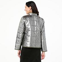 "As Is" Jaclyn Smith Button-Front Contrast Trim Quilted Jacket