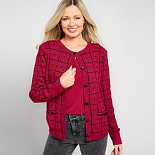 "As Is" Jaclyn Smith Button-Front Long-Sleeve Sweater Jacket