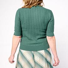 "As Is" Jaclyn Smith Elbow-Sleeve Turtleneck Sweater with Cable Sti...