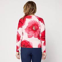 "As Is" Jaclyn Smith Floral-Printed Fine Gauge Knit Sweater