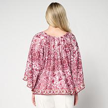 "As Is" Jaclyn Smith Printed Knit Peasant Top