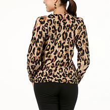 "As Is" Jaclyn Smith Printed Puff Sleeve Sweater