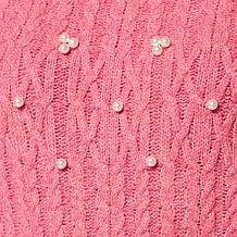 "As Is" Jaclyn Smith Puff-Sleeve Cable Knit Sweater