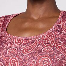 "As Is" Jaclyn Smith Side Ruched Scoop Neck Tee