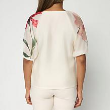 "As Is" Jaclyn Smith Split-Neck Pullover Blouse