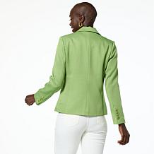 "As Is" Jaclyn Smith Stretch Woven Buttoned Blazer
