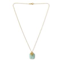 "As Is" Jade of Yesteryear Gold-Plated Cushion Jade Pendant 18" Chain