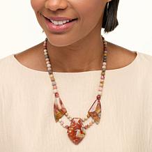 "As Is" Jay King Multicolor Madagascar Flower Chalcedony Necklace