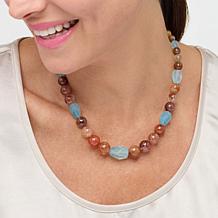 "As Is" Jay King Rutilated Quartz and Aquamarine Bead 18" Necklace