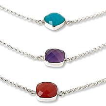 "As Is" Jay King Sterling Silver Multigmstone 3-Layer Chain 18" Ncklce