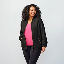 "As Is" Joy CleanBoss Luxurious Faux Suede Reversible Bomber Jacket